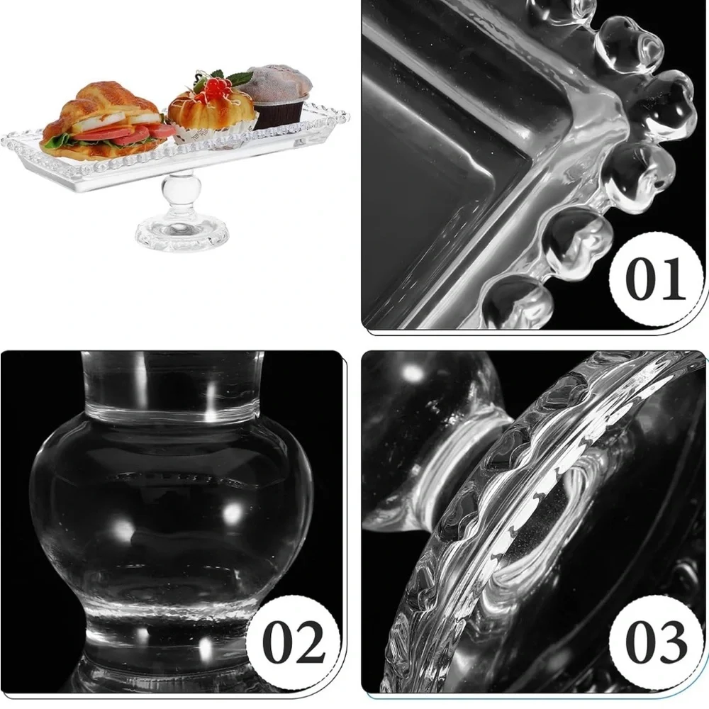 Cabilock Glass Stand Serving Plate 11.7inch Serving Platter Footed Buffet